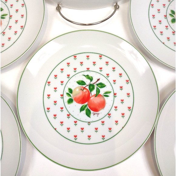 George Good Japan Vintage Porcelain Fabrizio Apple 7 5/8" Salad Plates Set of 6 - Picture 7 of 11